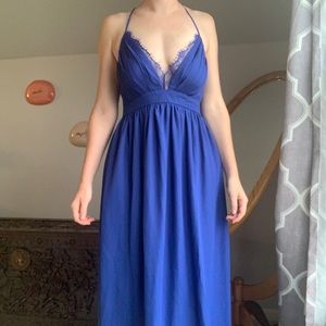 Cobalt Blue Lace Open Back Maxi Dress